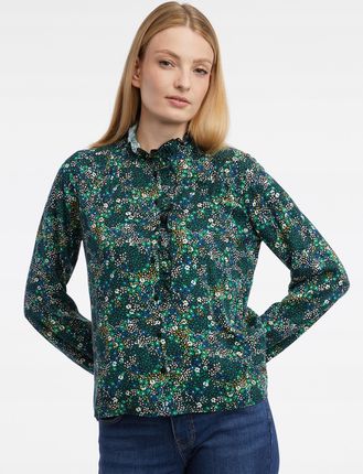 Ciemnozielona damska bluzka w kwiaty Orsay