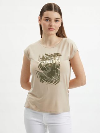 Beżowy t-shirt damski Orsay