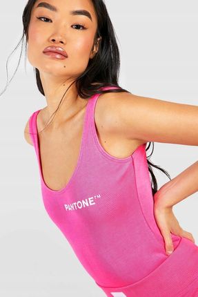 Boohoo Różowe Body Prążki Napis Pantone Stringi 3R9 NG2__XL Ceny