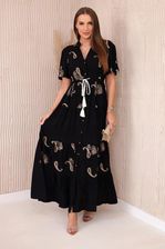 Sukienka letnia boho z haftowanym wzorem czarna - zdjęcie 1