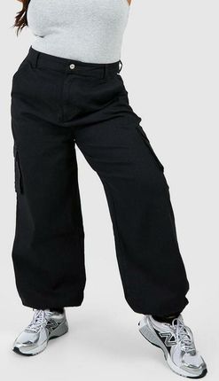 Boohoo Czarne Spodnie Cargo Jeans Kieszenie D3Z NG6__48
