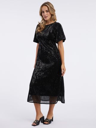 Czarna damska sukienka midi z cekinami Orsay