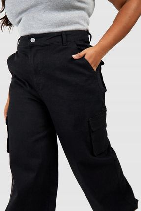 Boohoo kqj jeans czarne spodnie kieszenie cargo 50 NG6