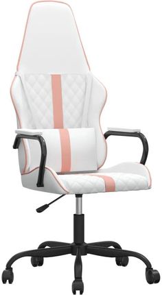 vidaXL Fotel gamingowy, biało-różowy, sztuczna skóra 3143795