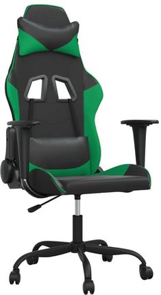 vidaXL Fotel gamingowy, czarno-zielony, sztuczna skóra 3143644