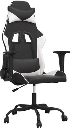 vidaXL Fotel gamingowy, czarno-biały, sztuczna skóra 3143646