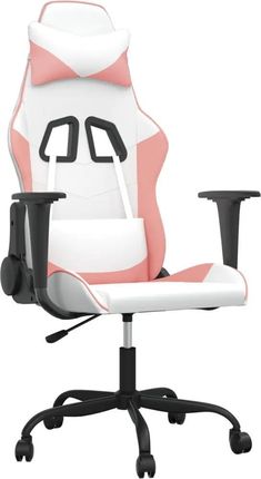 vidaXL Fotel gamingowy, biało-różowy, sztuczna skóra 3143650