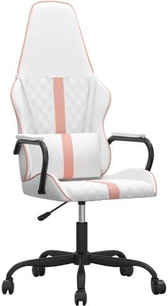 vidaXL Masujący fotel gamingowy, różowo-biały, sztuczna skóra 345565