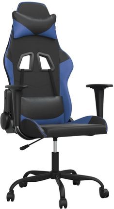 vidaXL Masujący fotel gamingowy, czarno-niebieski, sztuczna skóra 345399