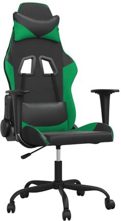 vidaXL Masujący fotel gamingowy, czarno-zielony, sztuczna skóra 345402