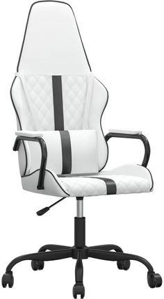 vidaXL Masujący fotel gamingowy, czarno-biały, sztuczna skóra 345566