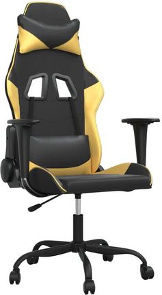 vidaXL Fotel gamingowy, czarno-złoty, sztuczna skóra 3143643