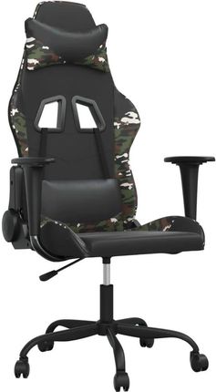 vidaXL Masujący fotel gamingowy, czarny i moro, sztuczna skóra 345410