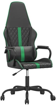 vidaXL Masujący fotel gamingowy, zielono-czarny, sztuczna skóra 345560