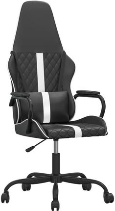 vidaXL Masujący fotel gamingowy, biało-czarny, sztuczna skóra 345562