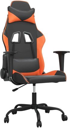 vidaXL Masujący fotel gamingowy, czarno-pomarańczowy, sztuczna skóra 345405