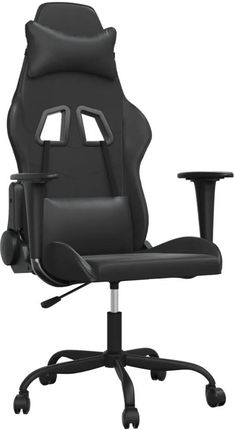 vidaXL Masujący fotel gamingowy, czarny, sztuczna skóra 345407