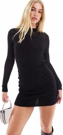 New Look Czarna Dzianinowa Sukienka Z Długim Rękawem Ual NH2__XXL