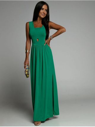 Maxi sukienka z wycięciami zielona AZR222