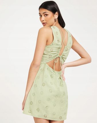 Vero Moda Mini Sukienka Odkryte Plecy Wiązanie Haft Kwiaty KJ6 NG5__XL