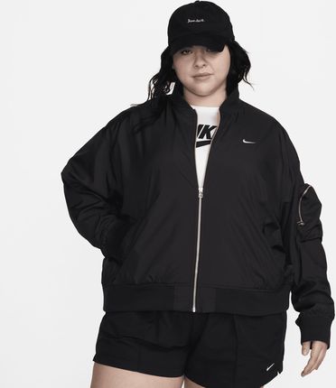 Damska oversizowa kurtka typu bomberka Nike Sportswear Essential (duże rozmiary) - Czerń
