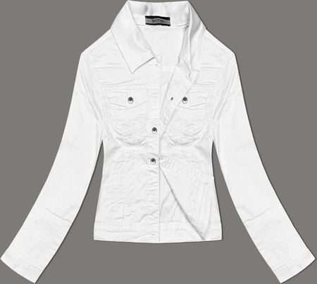 Jeansowa kurtka damska na guziki biała (W023)