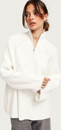 Oversize Stójka Jcj NG5__XS/S Object Rozpinany Biały Sweter