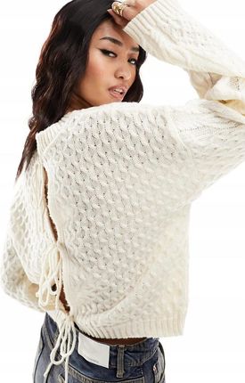 Miss Selfridge Kremowy Sweter Wiązanie Tekstura Okrągły Dekolt H0I NH2__L