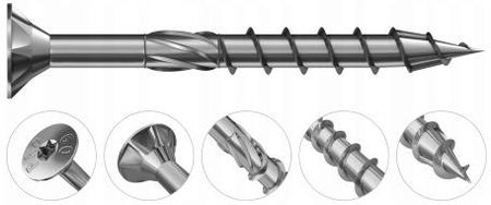 Rawlplug Wkręty Konstrukcyjne 4,0x70mm Z Niepełnym Gwintem I Łbem Stożkowym