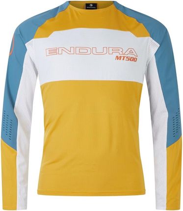 Koszulka Rowerowa Z Długim Rękawem Endura Mt500 Burner Lite Żółty-Biały-Niebieski
