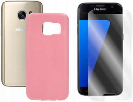 Etui Obudowa Pokrowiec Jelly Case do Samsung G930 Galaxy S7 różowy i Szkło