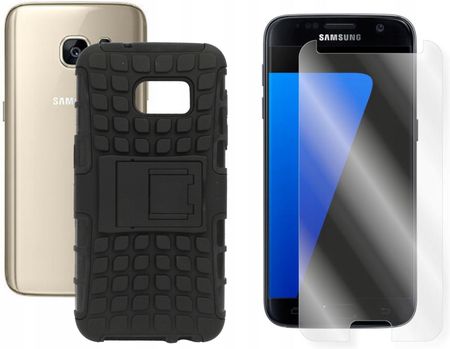 Etui Pokrowiec Case Guma do Samsung Galaxy S7 G930 Pancerne czarne i Szkło