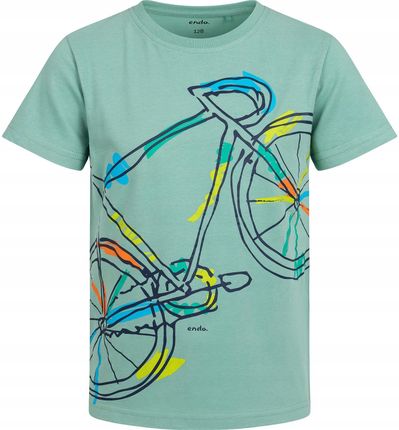 T-shirt Koszulka dziecięca chłopięca 104 Bawełna z rowerem Zielony Endo