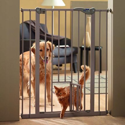 Bramka Ograniczająca Dog Barrier 2 z drzwiczkami dla kota - Wysokość 107 cm, szerokość 75 - 84 cm