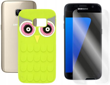 Etui Obudowa Case do Samsung G930F Galaxy S7 Sowa Nakładka 3D zielo i Szkło