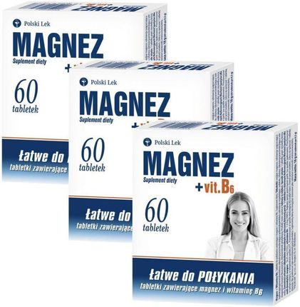 Magnez + witamina B6, 3 x 60 tabletek  /Polski Lek/