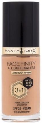 Max Factor Facefinity All Day Flawless Spf20 Płynny Podkład Z Filtrem Uv 30ml Odcień W78 Warm Honey