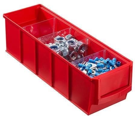 Plastikowy Pojemnik Do Regału Shelfbox Typ A - 91x300x81 Mm, 16 Szt., Czerwony