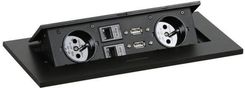 Port Blatowy Typ III - Wpuszczany, 2 Gniazda, 2X Port Usb, 2X Rj45 Port, Czarny