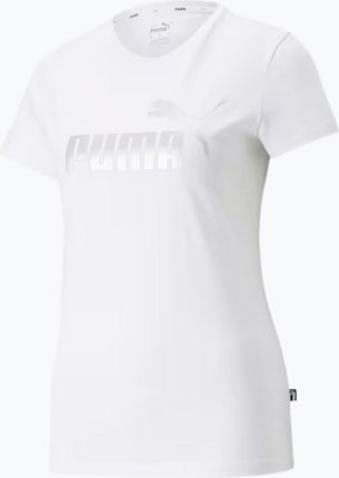 Puma Koszulka Damska Ess+ Metallic Logo Tee White Silver
