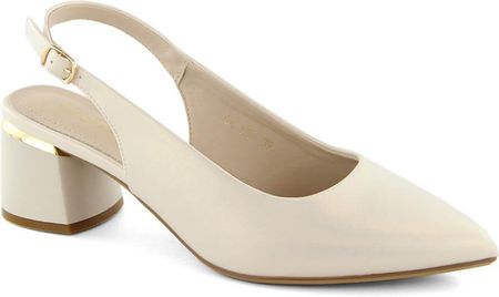 Sandały damskie eleganckie pełne w szpic perłowe Sergio Leone SK175