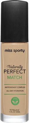 Miss Sporty Naturally Perfect Match Wegański Podkład Nawilżający 10 Neutral 30Ml
