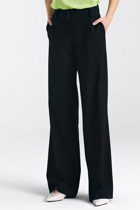 Spodnie lniane wide leg SD85 Black - Nife