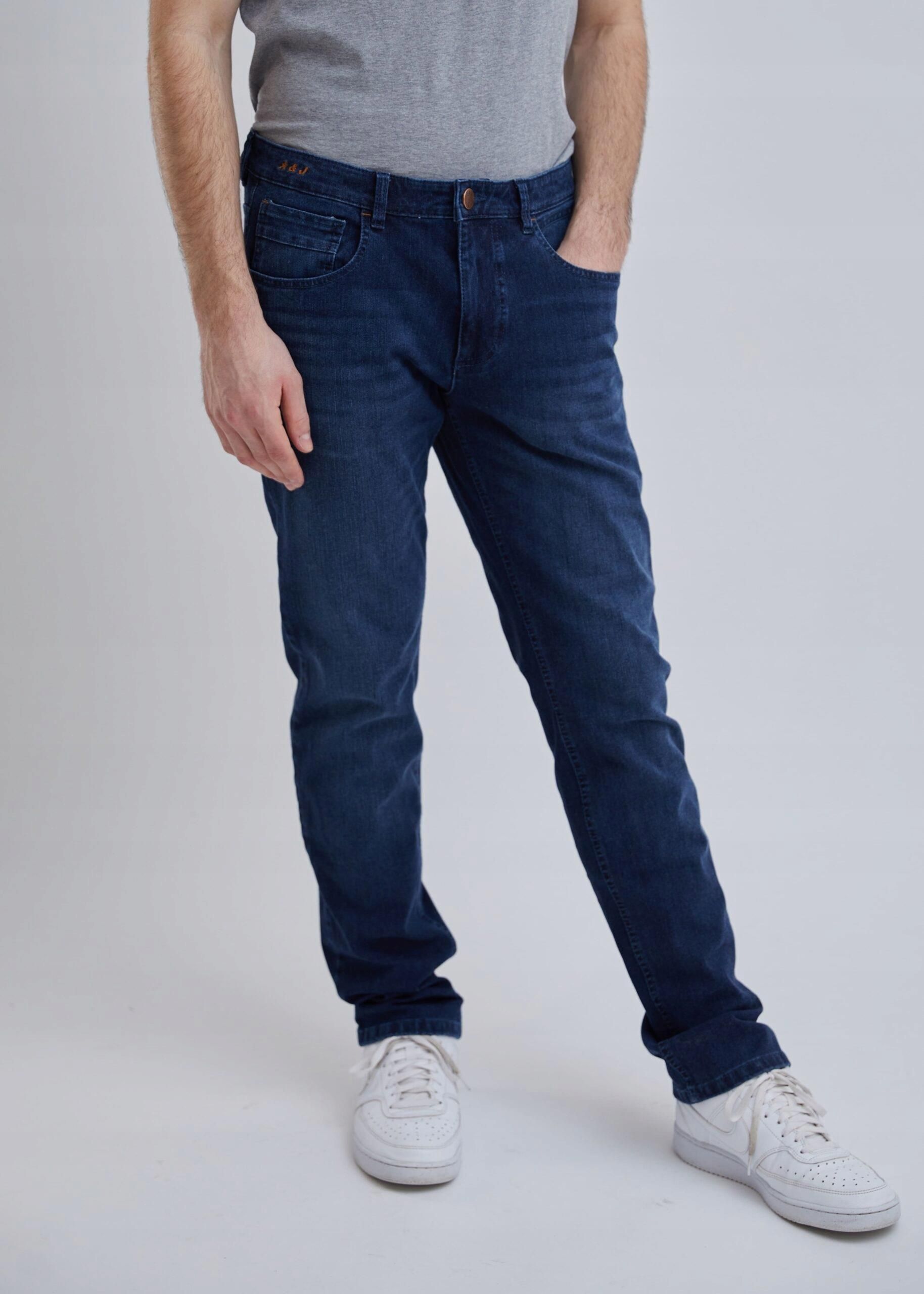 Spodnie jeans męskie Regular Fit ciemnogranatowe AJ007 32W/34L - Ceny i ...