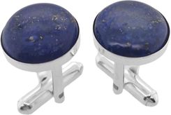 Lapis Lazuli z pirytem okrągłe (S1186) Srebrne [925] Spinki srebrne do mankietów z lapisem lazuli okrągłe  [925]