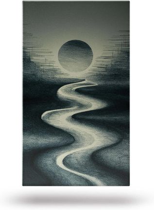 Minimalistyczny Szkic Rysunek Rzeka Do Księżyca Obraz Na Płótnie 30X50Cm