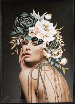 Eurofirany Obraz Ręcznie Malowany Kobieta I Kwiaty 60X80 Czarny