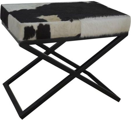 Dkd Home Decor Emaga Foot Of Bed Bench Biały Czarny Krowa Metal 60X40X50 Cm