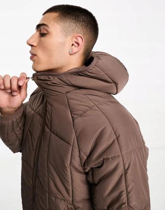 Adidas lcs pikowana kapturem kurtka z brązowa bawełna XL