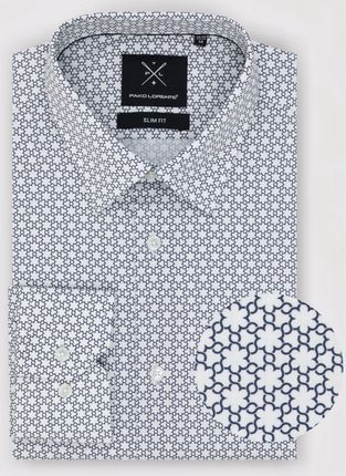 Biała koszula męska w granatowy wzór Pako Lorente roz. XL